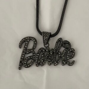 Black Barbie pendant necklace